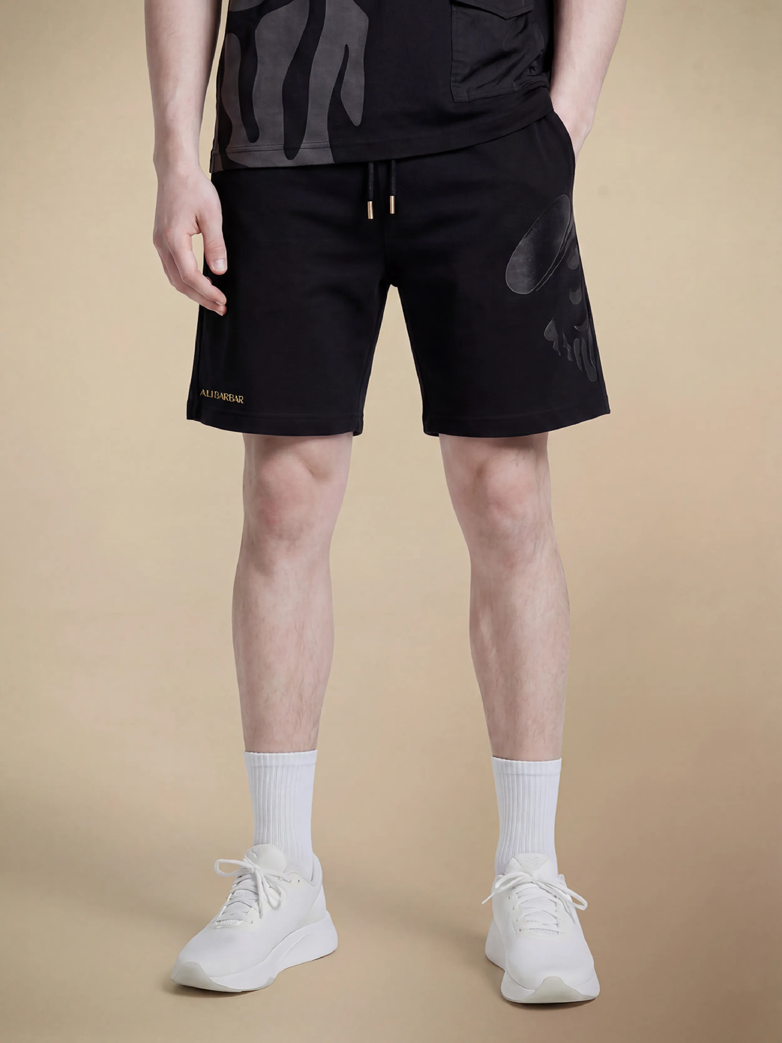 Men's Shadow Print Shorts — Grey Face 1